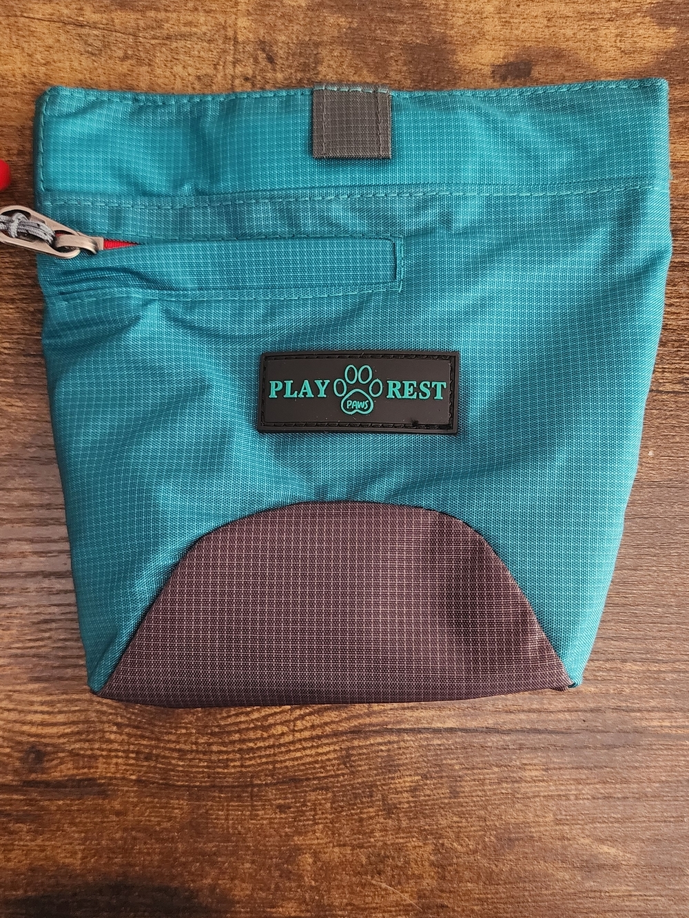 Teal Or Black Dog Treat Pouch With Strong Magnetic Closure And Belt Strap